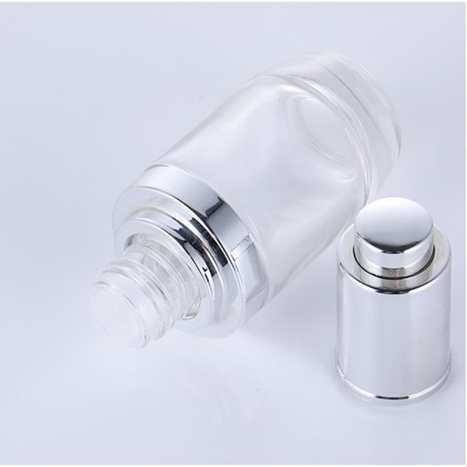 Round Transparent Glass Foundation Bottle Simple Design Silk Screen Printing Cosmetic Packaging 2
