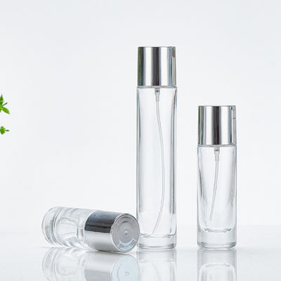 Transparent Glass Foundation Bottle With Screw Cap 100ml Round Shape Simple Design